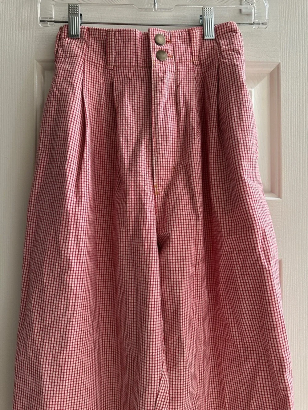Simply Barbara Vintage Red White Gingham Cotton Pants Small Prairie Cottagecore